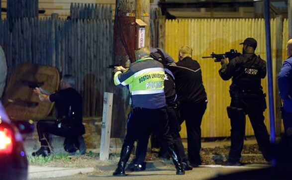 Images: Watertown under seige as police hunt Boston bombing suspects Images: Watertown under seige as police hunt Boston bombing suspects