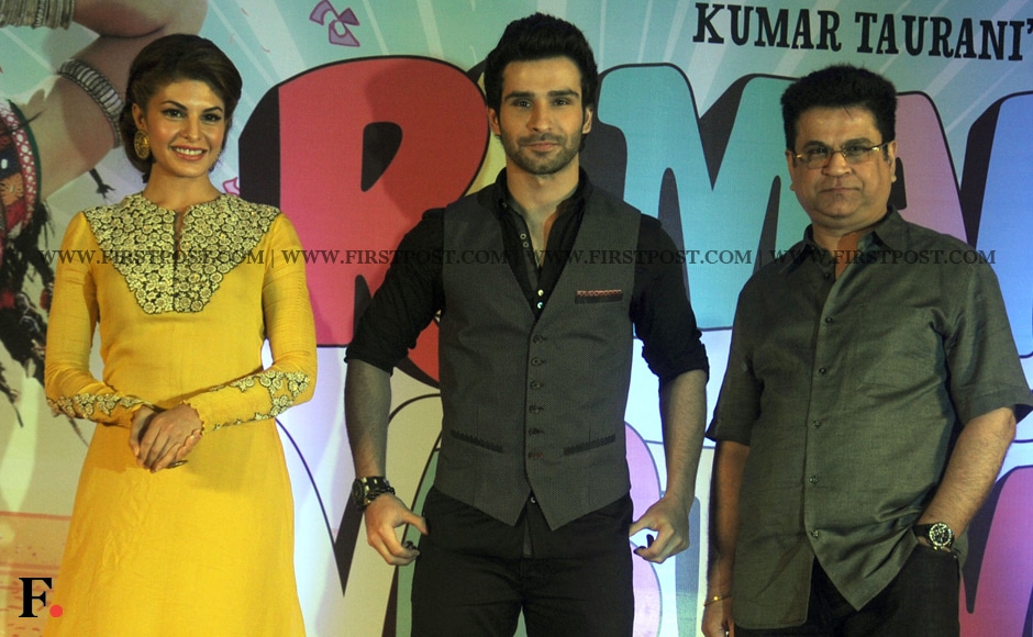 Jacqueline Fernandez, Girish Kumar and Kumar Sadhuram Taurani, the producer of Ramaiya Vastavaiya. Sachin Gokhale/Firstpost Jacqueline Fernandez, Girish Kumar and Kumar Sadhuram Taurani, the producer of Ramaiya Vastavaiya. Sachin Gokhale/Firstpost