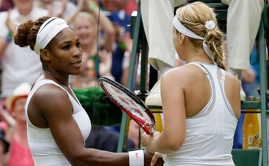 With a mediocre 16-15 win-loss record at the other three Grand Slam tournaments, Lisicki is 17-4 at the All England Club. She reached the semifinals at Wimbledon in 2011, and is into her fourth quarterfinal, coincidentally beating the reigning French Open champion every time: Svetlana Kuznetsova in 2009, Li Na in 2011, Maria Sharapova in 2012, and Williams in 2013. (AP Photo/Alastair Grant) With a mediocre 16-15 win-loss record at the other three Grand Slam tournaments, Lisicki is 17-4 at the All England Club. She reached the semifinals at Wimbledon in 2011, and is into her fourth quarterfinal, coincidentally beating the reigning French Open champion every time: Svetlana Kuznetsova in 2009, Li Na in 2011, Maria Sharapova in 2012, and Williams in 2013. (AP Photo/Alastair Grant)