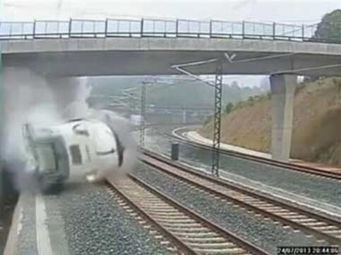 Horrific CCTV footage of Spanish train derailing and crashing Horrific CCTV footage of Spanish train derailing and crashing