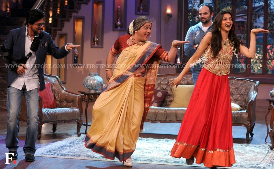 Is it a duck? Is it Walk-Like-An-Egyptian day? No, that's just Shah Rukh Khan and Deepika Padukone shaking one leg each. You've got to wonder how weird a dance is when even Rohit Shetty isn't amused. Sachin Gokhale/Firstpost Is it a duck? Is it Walk-Like-An-Egyptian day? No, that's just Shah Rukh Khan and Deepika Padukone shaking one leg each. You've got to wonder how weird a dance is when even Rohit Shetty isn't amused. Sachin Gokhale/Firstpost