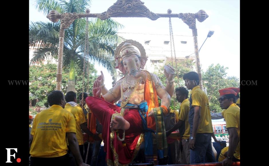 Several feet tall Ganesha idols are being ferried to pandals across Mumbai. Sachin Gokhale/Firstpost Several feet tall Ganesha idols are being ferried to pandals across Mumbai. Sachin Gokhale/Firstpost