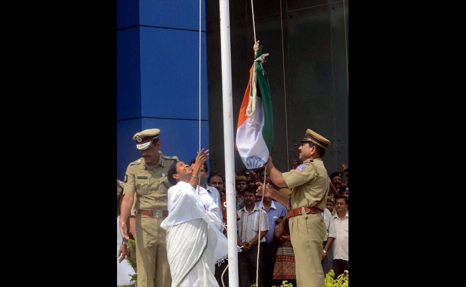 West Bengal CM Mamata Banerjee hositing the National Flag during the inauguration of New Secretariat building Nabannya. PTI West Bengal CM Mamata Banerjee hositing the National Flag during the inauguration of New Secretariat building Nabannya. PTI