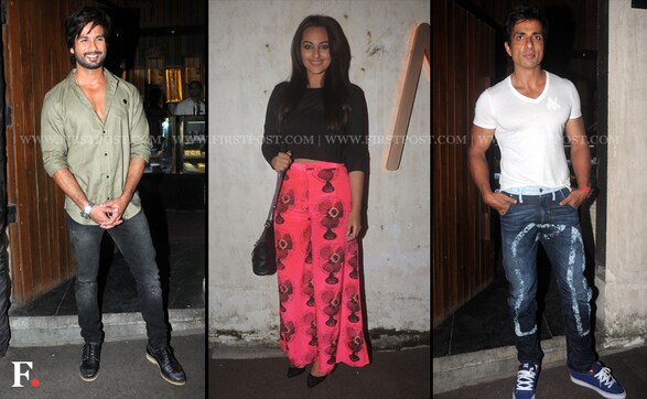 Spotted: Sonkashi, Shahid at R...Rajkumar's wrap up party Spotted: Sonkashi, Shahid at R...Rajkumar's wrap up party