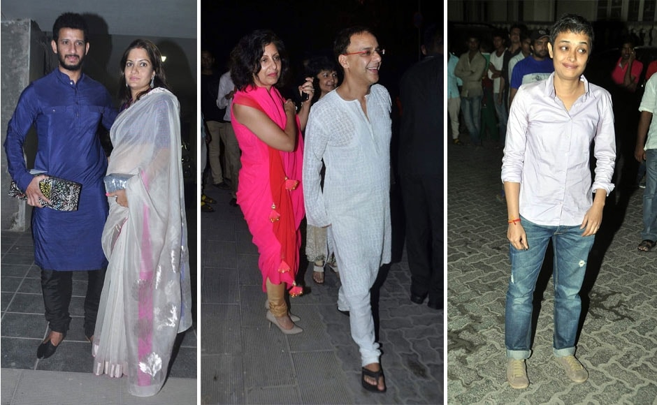 Sharman Joshi with wife Prerana, filmmaker Vidhu Vinod Chopra and Reema Kagti. Sharman Joshi with wife Prerana, filmmaker Vidhu Vinod Chopra and Reema Kagti.