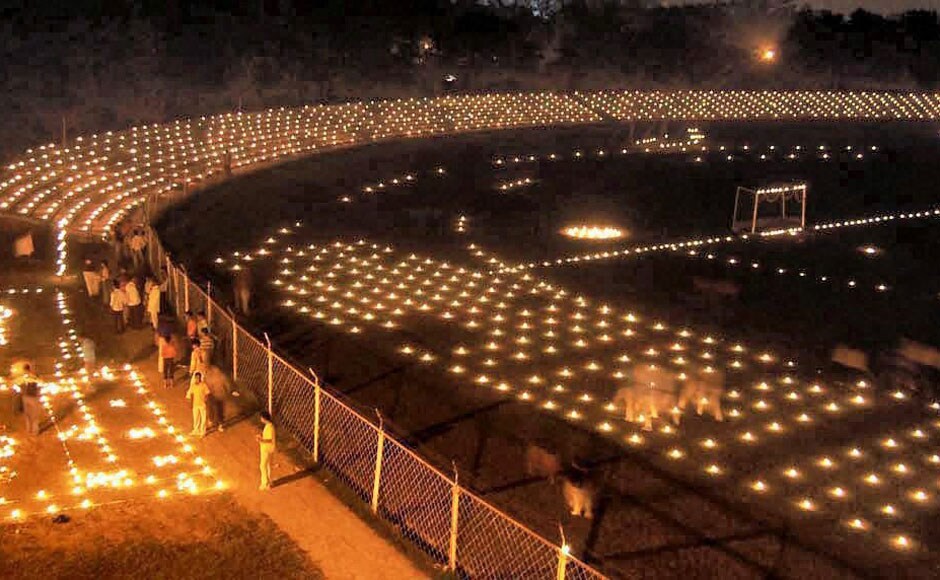 A lit up playground in Allahabad: PTI A lit up playground in Allahabad: PTI