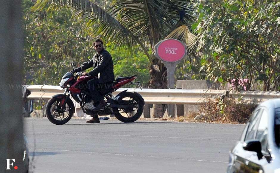 Photos: Check out Ajay Devgn riding a bike while shooting 'Action Jackson'