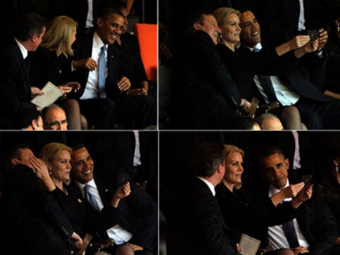 At Mandela service, Obama, Cameron pose for selfie with Danish PM At Mandela service, Obama, Cameron pose for selfie with Danish PM