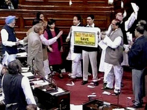Telangana ruckus in RS: Only Chiranjeevi got to speak Telangana ruckus in RS: Only Chiranjeevi got to speak
