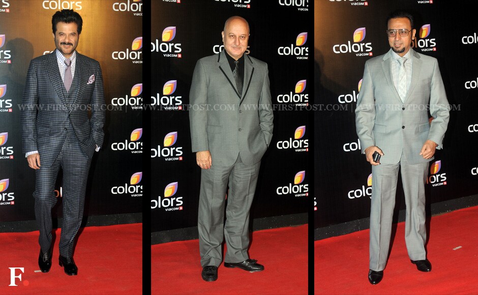 Anil Kapoor, Anupam Kher and Gulshan Grover looked dapper in grey suits. Sachin Gokhale/Firstpost Anil Kapoor, Anupam Kher and Gulshan Grover looked dapper in grey suits. Sachin Gokhale/Firstpost
