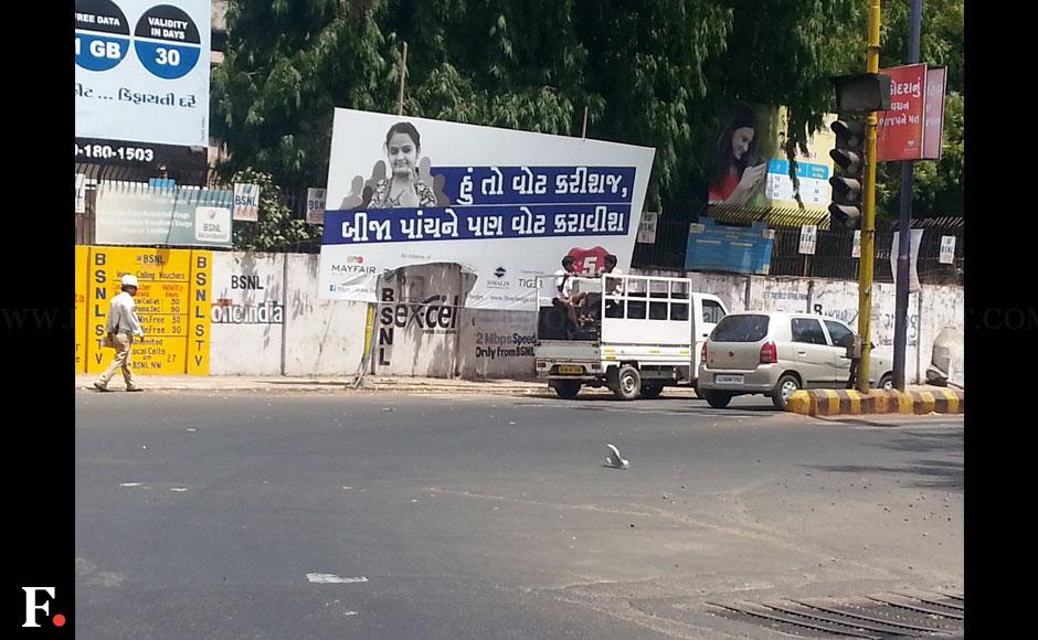 'Vote vadodara vote' is a catchphrase for some posters. This one says I will vote and convince five others to vote. Kavitha Iyer/ Firstpost 'Vote vadodara vote' is a catchphrase for some posters. This one says I will vote and convince five others to vote. Kavitha Iyer/ Firstpost