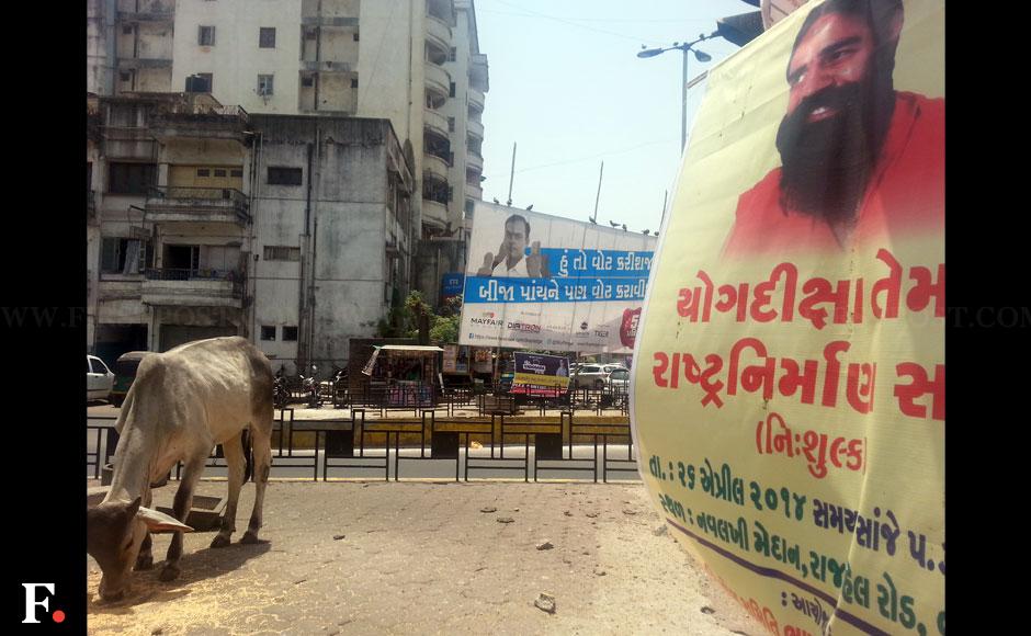 Remnants of baba ramdev's aggressive publicity for the yoga camps continue to be plastered everywhere. Kavitha Iyer/ Firstpost Remnants of baba ramdev's aggressive publicity for the yoga camps continue to be plastered everywhere. Kavitha Iyer/ Firstpost