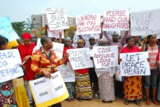 Nigerian women participate in protest against the recent kidnappings Nigerian women participate in protest against the recent kidnappings