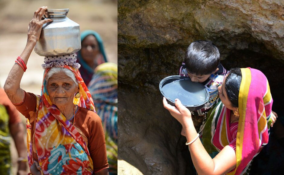 Even older women go out to collect water for their homes. In the second picture a woman offer drinking water to her son. AFP Even older women go out to collect water for their homes. In the second picture a woman offer drinking water to her son. AFP
