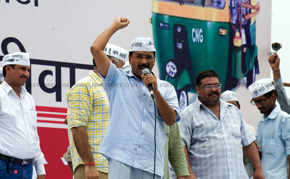 AAP leaders also blamed the police for not letting the rickshaw drivers to reach the rally venue. Naresh Sharma/Firstpost AAP leaders also blamed the police for not letting the rickshaw drivers to reach the rally venue. Naresh Sharma/Firstpost