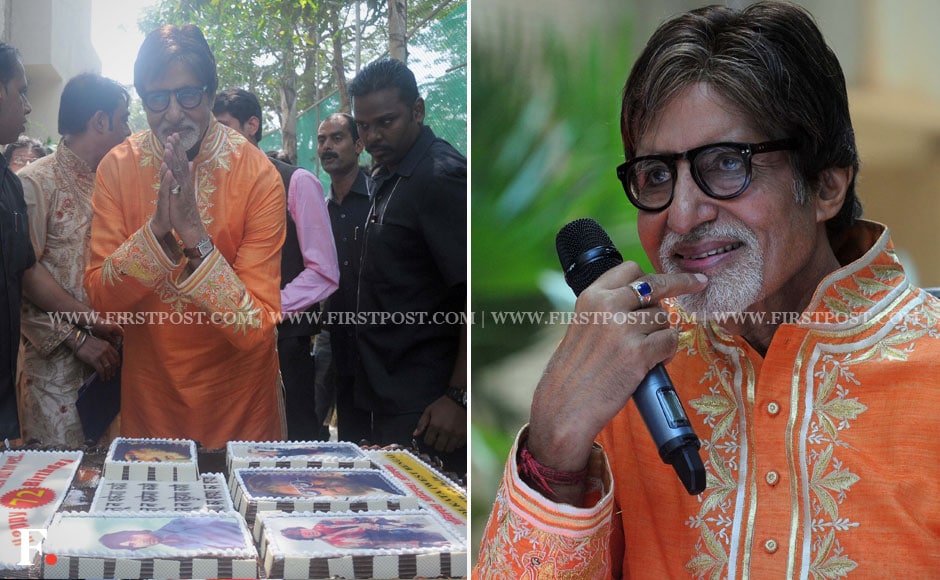 Amitabh Bachchan with his birthday cake one Saturday. Sachin Gokhale/Firstpost Amitabh Bachchan with his birthday cake one Saturday. Sachin Gokhale/Firstpost