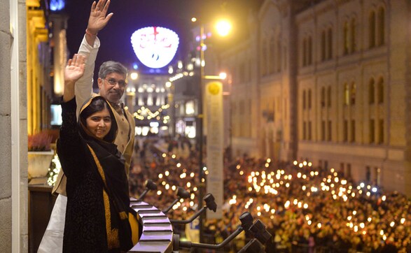 Photos: India's Kailash Satyarthi and Pakistan's Malala Yousafzai's Nobel moment Photos: India's Kailash Satyarthi and Pakistan's Malala Yousafzai's Nobel moment