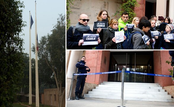 Photos: Journalists hold condolence meet at French Embassy in Delhi after Paris attacks Photos: Journalists hold condolence meet at French Embassy in Delhi after Paris attacks