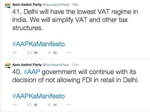 Bijli-paani all over again: AAP releases 70 point manifesto for Delhi Bijli-paani all over again: AAP releases 70 point manifesto for Delhi