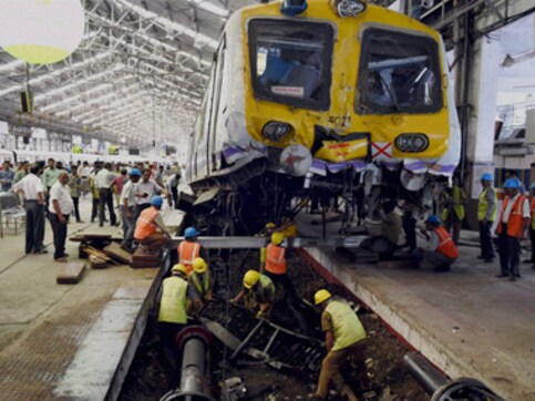 Watch: Local train crashes at Churchgate station, climbs onto platform Watch: Local train crashes at Churchgate station, climbs onto platform