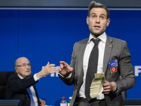 Bills showered on Blatter weren't fake, it was $600 from my pocket: FIFA prankster Brodkin Bills showered on Blatter weren't fake, it was $600 from my pocket: FIFA prankster Brodkin
