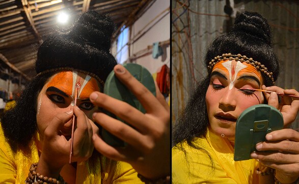 Artists playing Ram, Lakshman, Raavan, Hanuman gear up for a Ramleela performance Artists playing Ram, Lakshman, Raavan, Hanuman gear up for a Ramleela performance