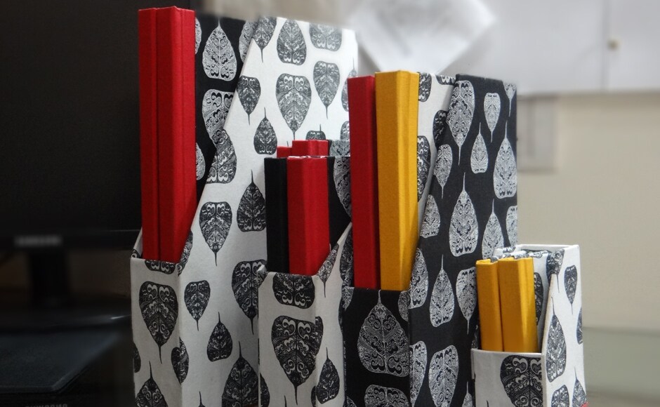 Using block prints for book covers and book holders Using block prints for book covers and book holders
