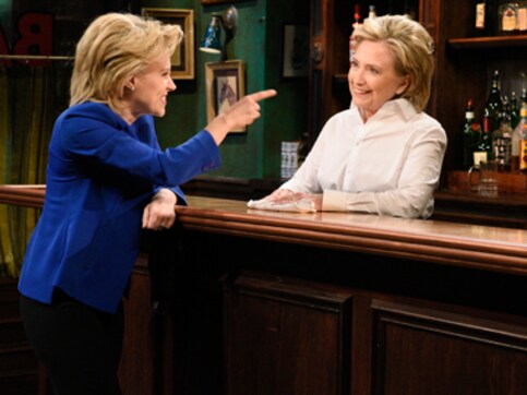 Watch: Hillary Clinton teams up with doppelganger for a Saturday Night Live skit Watch: Hillary Clinton teams up with doppelganger for a Saturday Night Live skit