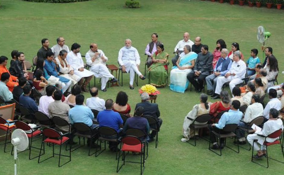 Prime Minister Narendra Modi talks to the family members of the late Netaji Subhash Chandra Bose at 7 Race Course Road on Wednesday. Image: PIB Prime Minister Narendra Modi talks to the family members of the late Netaji Subhash Chandra Bose at 7 Race Course Road on Wednesday. Image: PIB