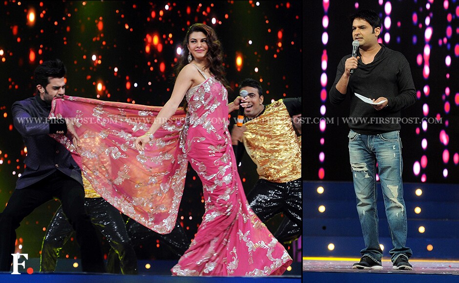 Jacqueline Fernandes stuns in a pink saree while Kapil Sharma has the audience in splits. Sachin Gokhale/Firstpost Jacqueline Fernandes stuns in a pink saree while Kapil Sharma has the audience in splits. Sachin Gokhale/Firstpost