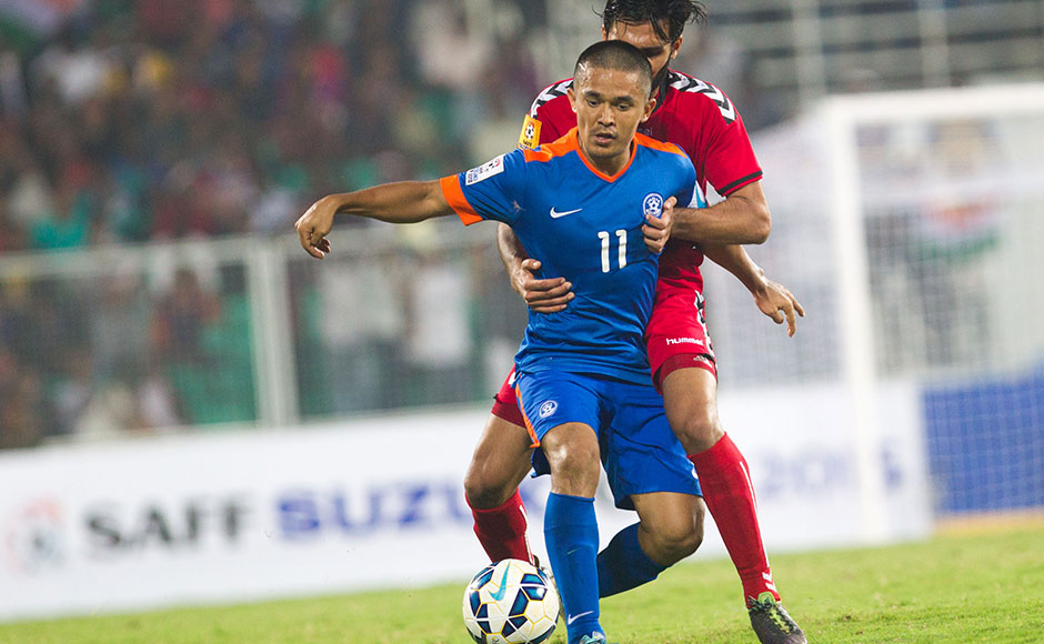 The score was 1-1 at full-time before Chhetri scored in the 101st minute to make it 2-1 to India. Photo Credit: WSG The score was 1-1 at full-time before Chhetri scored in the 101st minute to make it 2-1 to India. Photo Credit: WSG