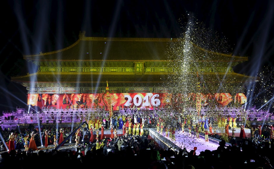 Dancers perform to celebrate the new year countdown at Tai Miao, the imperial ancestral temple in the Forbidden City, in China. Reuters Dancers perform to celebrate the new year countdown at Tai Miao, the imperial ancestral temple in the Forbidden City, in China. Reuters