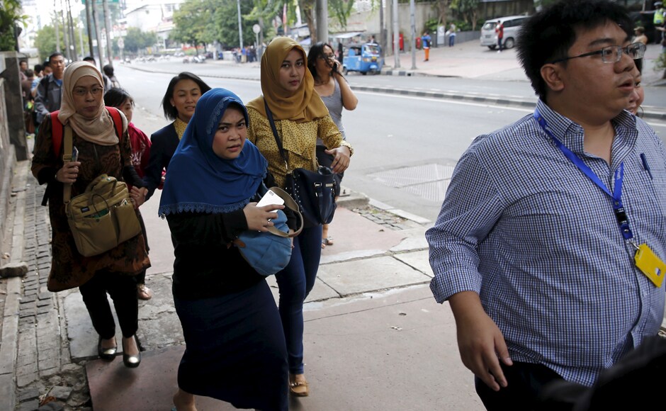 Indonesian workers run as they are evacuated from their office at Thamrin business district in Jakarta. Indonesia, the world's most populous Muslim nation, has suffered a spate of deadly attacks by the Jemaah Islamiyah network in the past. But strikes in recent years have been smaller and less deadly, and have targeted government authorities, mainly police and anti-terrorism forces. Reuters Indonesian workers run as they are evacuated from their office at Thamrin business district in Jakarta. Indonesia, the world's most populous Muslim nation, has suffered a spate of deadly attacks by the Jemaah Islamiyah network in the past. But strikes in recent years have been smaller and less deadly, and have targeted government authorities, mainly police and anti-terrorism forces. Reuters
