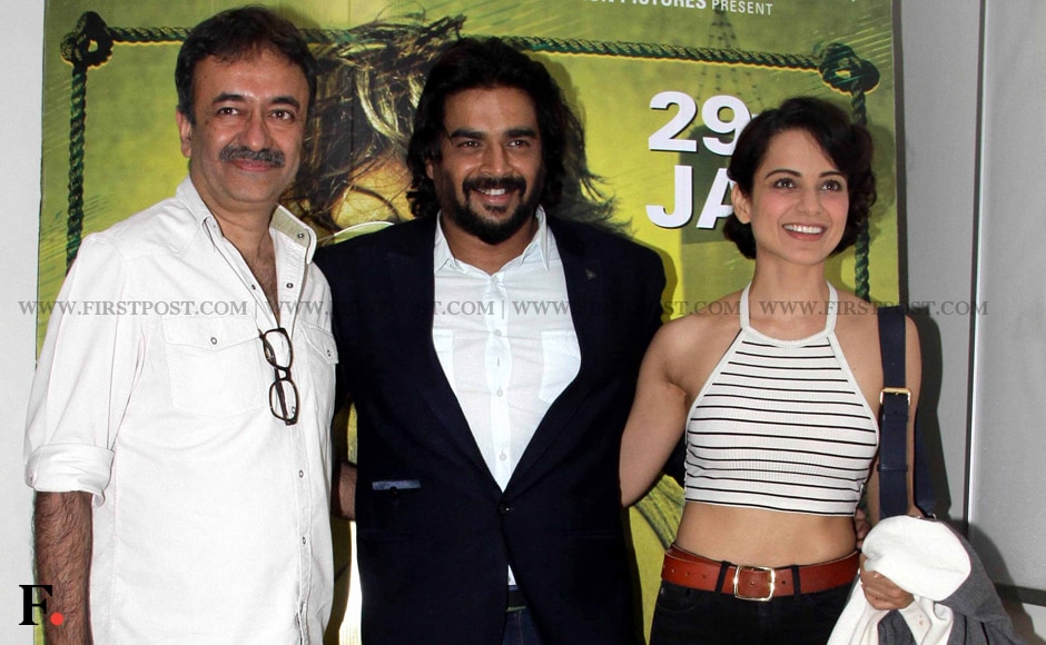 Rajkumar Hirani, R Madhavan and Kangana Ranaut at the special screening of Saala Khadoos. Written and directed by Sudha Kongara, the film stars R Madhavan and newcomer Ritika Singh, who is a real life boxer. Sachin Gokhale/Firstpost Rajkumar Hirani, R Madhavan and Kangana Ranaut at the special screening of Saala Khadoos. Written and directed by Sudha Kongara, the film stars R Madhavan and newcomer Ritika Singh, who is a real life boxer. Sachin Gokhale/Firstpost