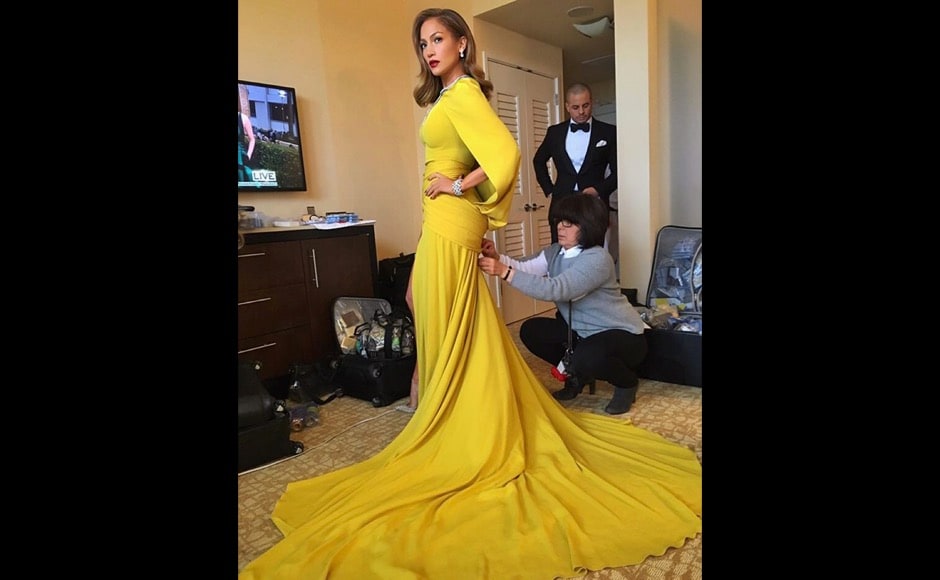 Here Jennifer Lopez is gearing up to go to the Golden Globes. And of course she looks impeccable. "Just about ready... " she says on the photo. Image courtesy: @jlo/Instagram Here Jennifer Lopez is gearing up to go to the Golden Globes. And of course she looks impeccable. "Just about ready... " she says on the photo. Image courtesy: @jlo/Instagram