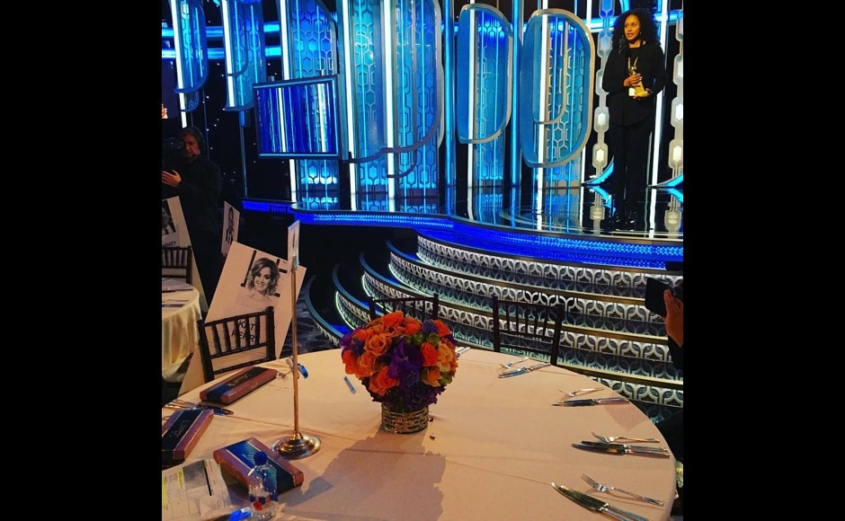 A closer look at those fancy tables at award ceremonies. "Help. I have to "act professional" all night. #goldenglobes," says Katy Perry. Image Courtesy: @katyperry/Instagram A closer look at those fancy tables at award ceremonies. "Help. I have to "act professional" all night. #goldenglobes," says Katy Perry. Image Courtesy: @katyperry/Instagram