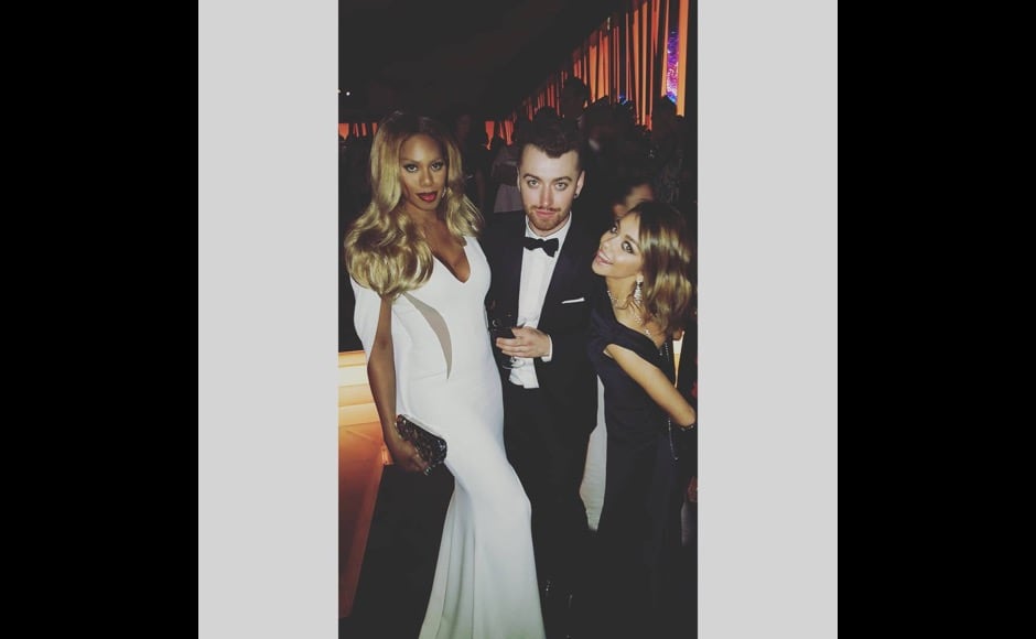 "Look how beautiful @samsmithworld and @therealsarahhyland look at last night's #GoldenGlobes @instylemagazine party #TransIsBeautiful," Laverne Cox says in this after party photo. Image courtesy: @lavernecox/Instagram "Look how beautiful @samsmithworld and @therealsarahhyland look at last night's #GoldenGlobes @instylemagazine party #TransIsBeautiful," Laverne Cox says in this after party photo. Image courtesy: @lavernecox/Instagram