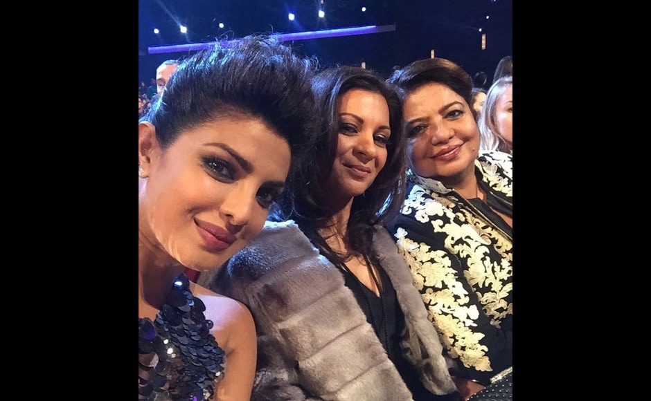 "Me n my dates!! #PCAs last night! @anjulaacharia @madhuchopra" Piggie Chops who bagged an award for Quantico at the People's Choice Awards said on Instagram. Image courtesy: @priyankachopra/Instaagram "Me n my dates!! #PCAs last night! @anjulaacharia @madhuchopra" Piggie Chops who bagged an award for Quantico at the People's Choice Awards said on Instagram. Image courtesy: @priyankachopra/Instaagram