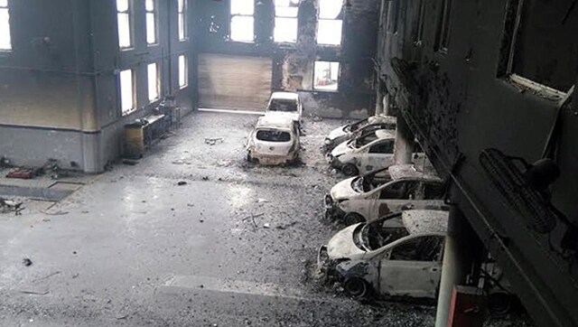 Automotive dealerships in Haryana destroyed by Jat agitators Automotive dealerships in Haryana destroyed by Jat agitators