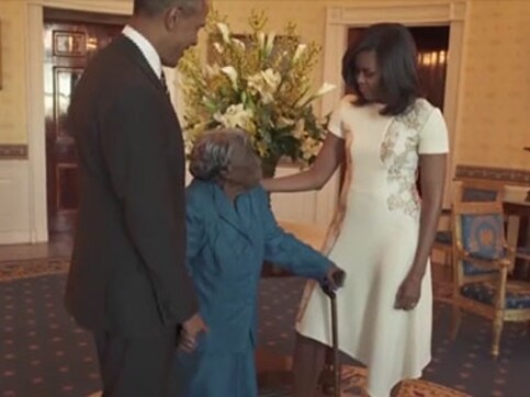 Fulfilling a 106-year-old's dream: Centenarian dances with Barack Obama at the White House Fulfilling a 106-year-old's dream: Centenarian dances with Barack Obama at the White House