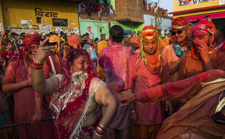 Song and dance followed the celebrations of Lathmaar Holi in Uttar Pradesh. AFP Song and dance followed the celebrations of Lathmaar Holi in Uttar Pradesh. AFP