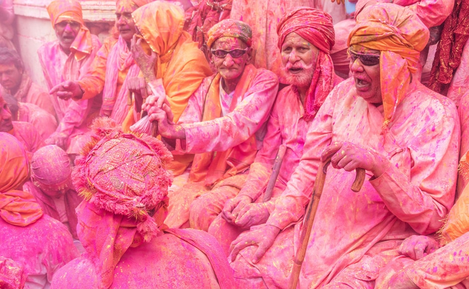 Looks like the elderly at the Barsana village too had their share of fun during the Lathmaar Holi festival. AFP Looks like the elderly at the Barsana village too had their share of fun during the Lathmaar Holi festival. AFP