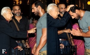 Ramesh Deo meets with John Abraham. <br />Image by Sachin Gokhale/Firstpost Ramesh Deo meets with John Abraham. <br />Image by Sachin Gokhale/Firstpost