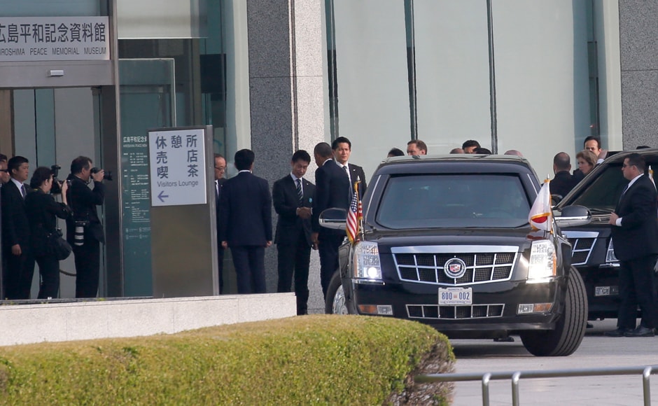 Obama, center, is greeted upon arrival at Hiroshima Peace Memorial Museum in Hiroshima. Obama's visit is a moment 70 years in the making. Other American presidents considered coming, but the politics were still too sensitive, the emotions too raw. Jimmy Carter visited as a former president in 1984. AP Obama, center, is greeted upon arrival at Hiroshima Peace Memorial Museum in Hiroshima. Obama's visit is a moment 70 years in the making. Other American presidents considered coming, but the politics were still too sensitive, the emotions too raw. Jimmy Carter visited as a former president in 1984. AP
