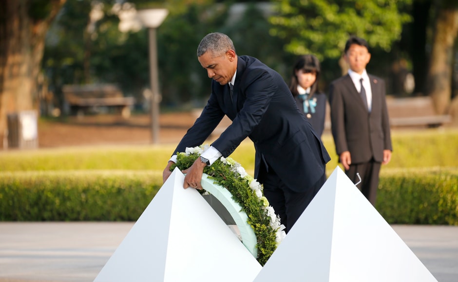 "Hiroshima is much more than a reminder of the terrible toll in WW- II and the death of innocents across the continents," Barack Obama said as he laid a wreath at Peace Memorial Park in Hiroshima on Friday. AP "Hiroshima is much more than a reminder of the terrible toll in WW- II and the death of innocents across the continents," Barack Obama said as he laid a wreath at Peace Memorial Park in Hiroshima on Friday. AP