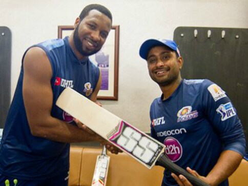 IPL 9: Rayudu gifts birthday boy Pollard his bat, challenges him to hit a six bigger than his 108m strike IPL 9: Rayudu gifts birthday boy Pollard his bat, challenges him to hit a six bigger than his 108m strike