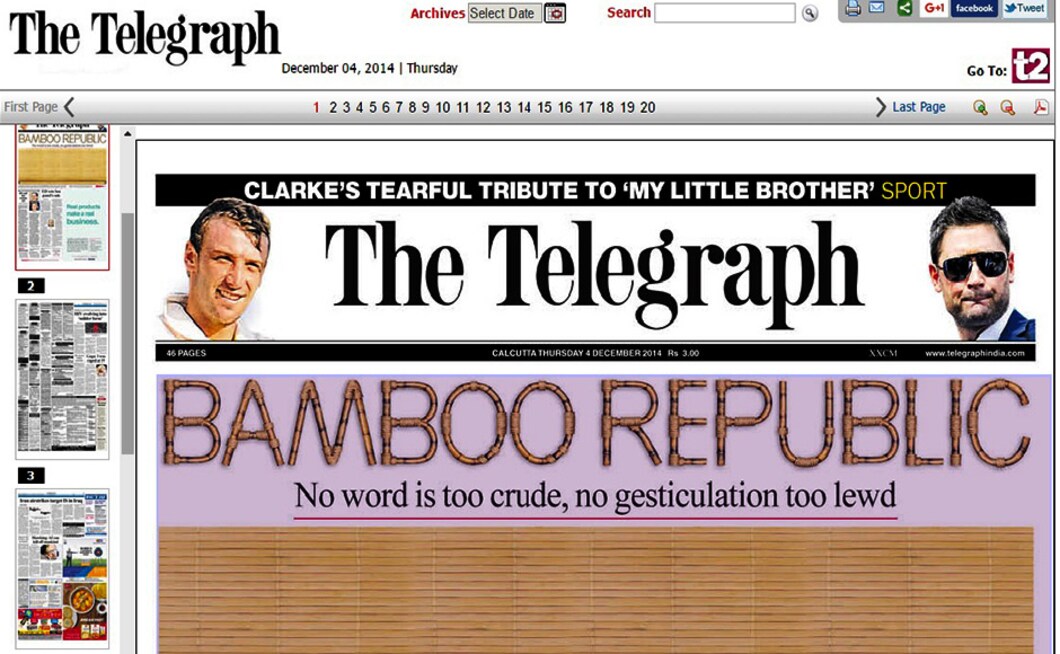 On 4 December, 2014, The Telegraph drew a On 4 December, 2014, The Telegraph drew a