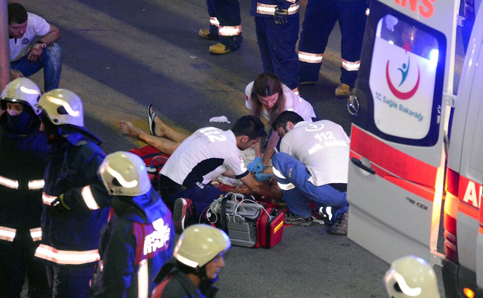 Turkish officials said that the attackers blew themselves up at the airport after police fired at them. The official said that the attackers detonated the explosives at the entrance of the international terminal before entering the x-ray security check. AP Turkish officials said that the attackers blew themselves up at the airport after police fired at them. The official said that the attackers detonated the explosives at the entrance of the international terminal before entering the x-ray security check. AP