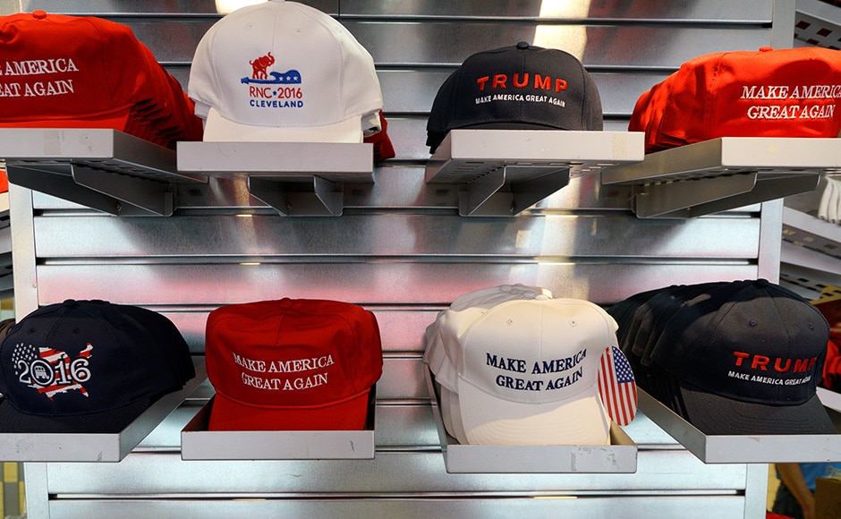 A selection of American made hats are seen on sale at the Republican National Convention. Reuters A selection of American made hats are seen on sale at the Republican National Convention. Reuters