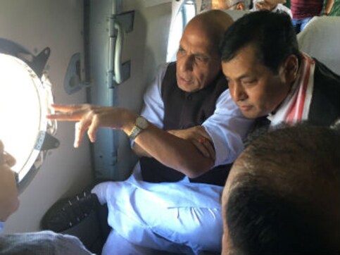 Assam floods: Rajnath Singh takes aerial survey of affected areas with CM Sarbananda Sonowal Assam floods: Rajnath Singh takes aerial survey of affected areas with CM Sarbananda Sonowal